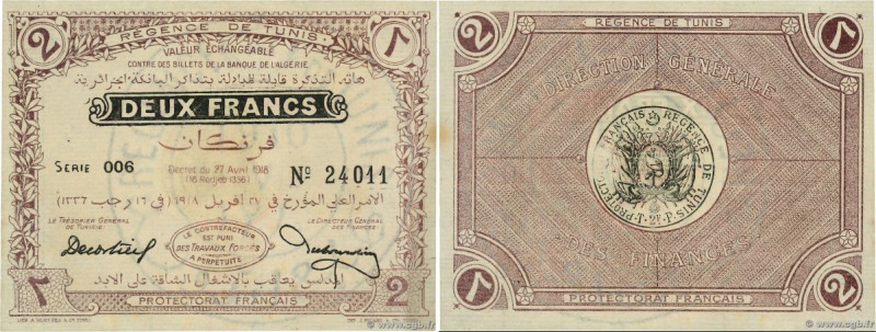 Country : TUNISIA 
Face Value : 2 Francs  
Date : 27 avril 1918 
Period/Province...