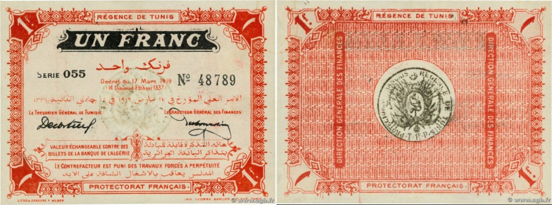 Country : TUNISIA 
Face Value : 1 Franc  
Date : 17 mars 1919 
Period/Province/B...