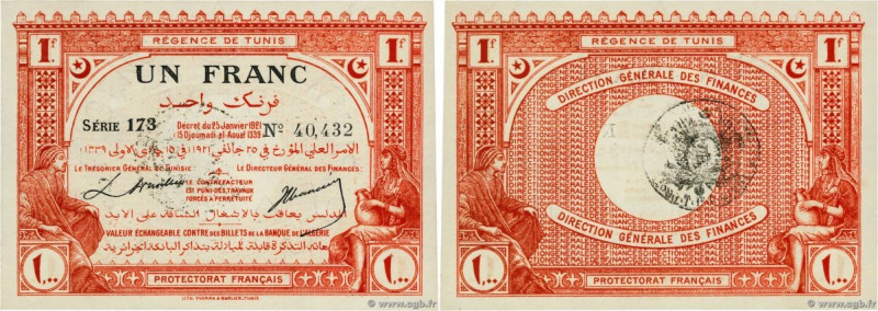 Country : TUNISIA 
Face Value : 1 Franc  
Date : 25 janvier 1921 
Period/Provinc...