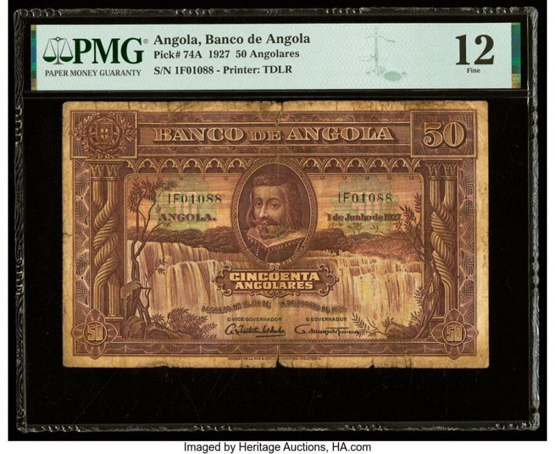 Angola Banco De Angola 50 Angolares 1.6.1927 Pick 74A PMG Fine 12. 

HID09801242...