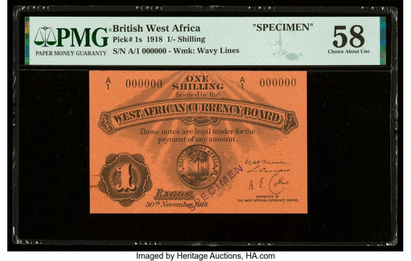 British West Africa West African Currency Board 1 Shilling 30.11.1918 Pick 1s Sp...