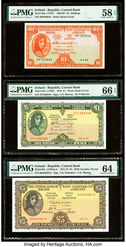 Ireland - Republic Central Bank of Ireland 10 Shillings; 1; 5 Pounds 6.4.1964; 3...