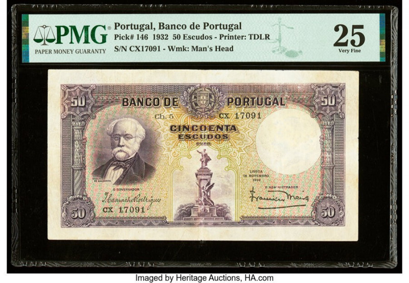 Portugal Banco de Portugal 50 Escudos 18.11.1932 Pick 146 PMG Very Fine 25. Mino...