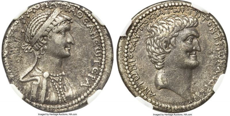 Cleopatra VII and Marc Antony, rulers of the East (37-30 BC). AR tetradrachm (26...