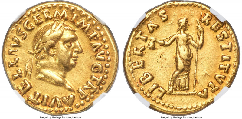 Vitellius (16 April-22 December AD 69). AV aureus (19mm, 7.32 gm, 6h). NGC Choic...