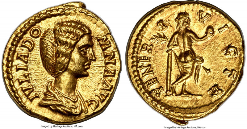 Julia Domna (AD 193-217). AV aureus (21mm, 7.28 gm, 5h). NGC Choice AU 5/5 - 3/5...