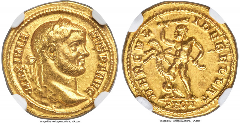 Maximian, First Reign (AD 286-310). AV aureus (19mm, 6.20 gm, 12h). NGC Choice X...