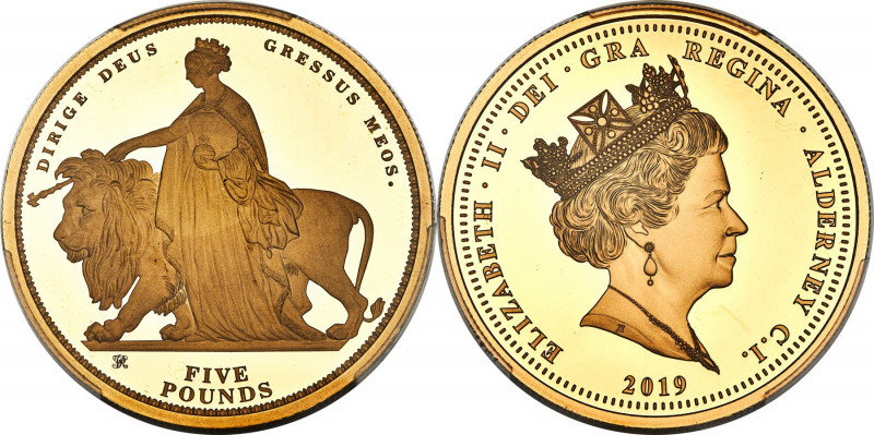 British Dependency. Elizabeth II 5-Piece Certified gold "Una and the Lion" Proof...