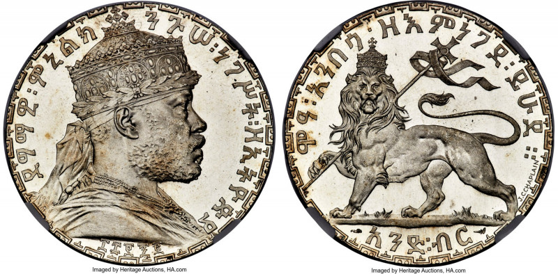 Menelik II Proof Birr EE 1892 (1900) PR64 S Cameo NGC, Paris mint, KM19, Gill-Y-...