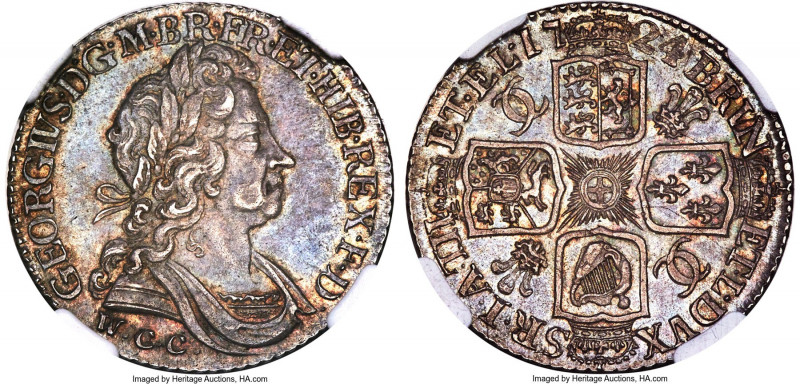 George I Shilling 1724-W.C.C. AU58 NGC, KM558.3, S-3650, ESC-1595 (prev. ESC-118...