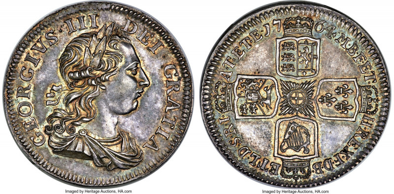 George III silver Proof Pattern Shilling 1764 PR62 NGC, KM-Pn44, cf. S-3742 (Ext...