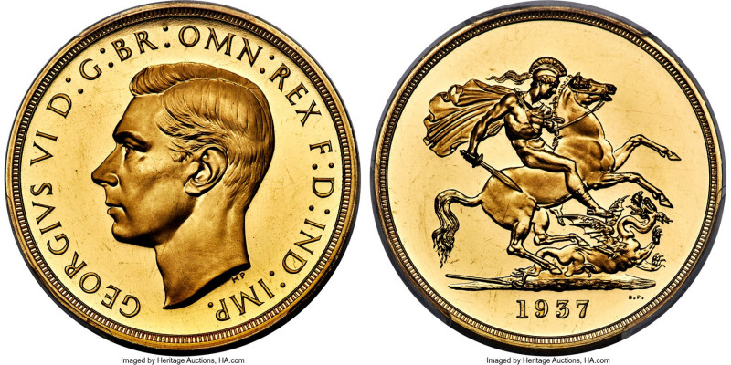 George VI gold Proof 5 Pounds 1937 PR63 Cameo PCGS, KM861, S-4074, W&R-435. Mint...