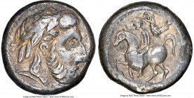 EASTERN EUROPE. Ca. 3rd-2nd centuries BC. AR tetradrachm (20mm, 12.46 gm, 1h). NGC Choice XF 4/5 - 4/5. Celticized, laureate, bearded head right; dott...