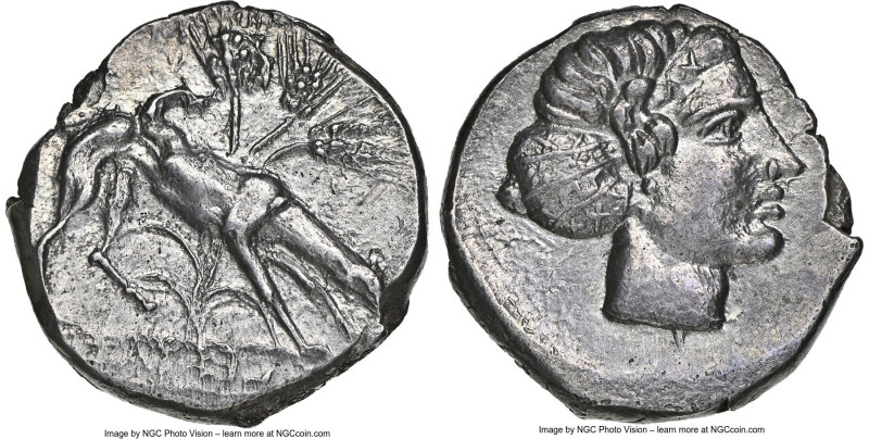 SICILY. Segesta. Ca. 412-400 BC. AR didrachm (20mm, 8.56 gm, 11h). NGC Choice AU...