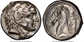 SICULO-PUNIC. Sicily. Ca. 300-289 BC. AR tetradrachm (25mm, 17.27 gm, 9h). NGC MS 4/5 - 5/5. Head of young Heracles right, wearing lion skin headdress...