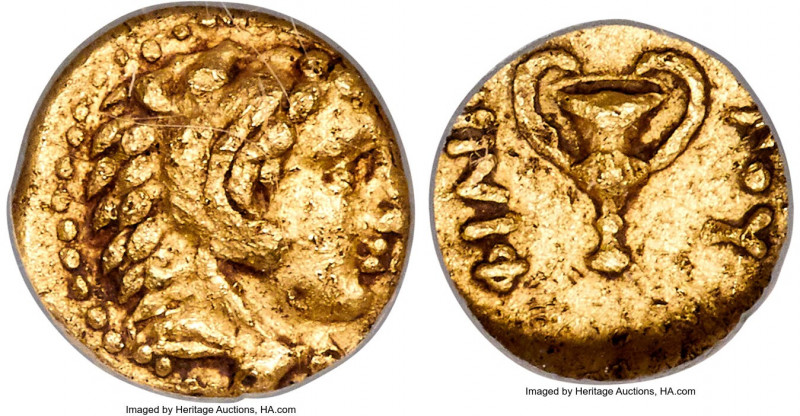 MACEDONIAN KINGDOM. Philip II (359-336 BC). AV eighth-stater (8mm, 1.06 gm, 1h)....
