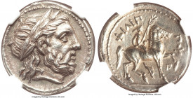 MACEDONIAN KINGDOM. Philip II (359-336 BC). AR tetradrachm (25mm, 14.27 gm, 9h). NGC Choice AU 5/5 - 4/5. Posthumous issue of Amphipolis, 323-315 BC. ...