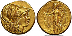MACEDONIAN KINGDOM. Alexander III the Great (336-323 BC). AV stater (18mm, 8.55 gm, 2h). NGC AU 4/5 - 3/5. Posthumous issue of Babylon, under Seleucus...