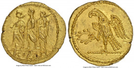 SCYTHIA. Geto-Dacians. Coson (ca. after 54 BC). AV stater (20mm, 8.39 gm, 11h). NGC MS 4/5 - 5/5, die shift. Ca. 44-42 BC. Roman consul (L. Junius Bru...