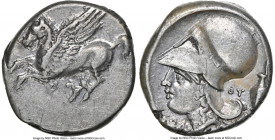 ACARNANIA. Thyrrheium. 4th-3rd centuries BC. AR stater (20mm, 8.38 gm, 3h). NGC AU 4/5 - 5/5. Pegasus flying left, Θ below / Head of Athena left, wear...
