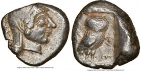 ATTICA. Athens. Ca. 510/500-480 BC. AR tetradrachm (23mm, 17.05 gm, 10h). NGC Choice VF 4/5 - 4/5. Head of Athena right, hair in straight beaded braid...