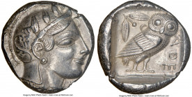 ATTICA. Athens. Ca. 465-455 BC. AR tetradrachm (24mm, 17.16 gm, 3h). NGC Choice AU 5/5 - 4/5. Head of Athena right, wearing crested Attic helmet ornam...