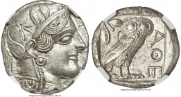 ATTICA. Athens. Ca. 440-404 BC. AR tetradrachm (24mm, 16.94 gm, 9h). NGC MS S 5/5 - 4/5. Mid-mass coinage issue. Head of Athena right, wearing earring...