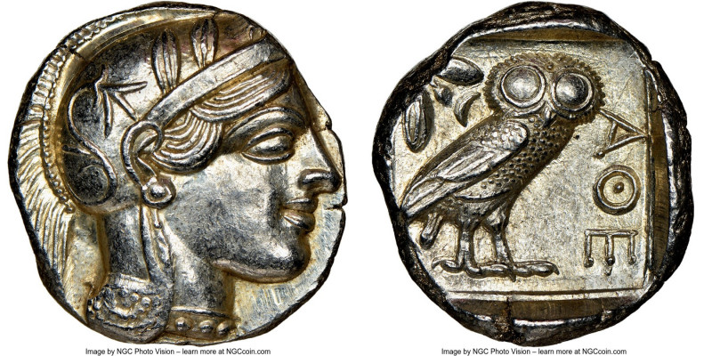 ATTICA. Athens. Ca. 440-404 BC. AR tetradrachm (25mm, 17.21 gm, 7h). NGC MS 5/5 ...