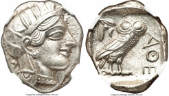 ATTICA. Athens. Ca. 440-404 BC. AR tetradrachm (26mm, 17.19 gm, 12h). NGC MS 5/5 - 5/5. Mid-mass coinage issue. Head of Athena right, wearing earring,...