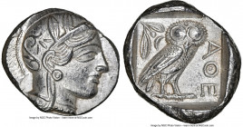 ATTICA. Athens. Ca. 440-404 BC. AR tetradrachm (26mm, 17.21 gm, 10h). NGC MS 5/5 - 4/5. Mid-mass coinage issue. Head of Athena right, wearing earring,...