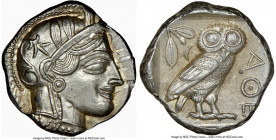 ATTICA. Athens. Ca. 440-404 BC. AR tetradrachm (24mm, 17.22 gm, 3h). NGC MS 5/5 - 4/5. Mid-mass coinage issue. Head of Athena right, wearing earring, ...