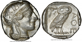 ATTICA. Athens. Ca. 440-404 BC. AR tetradrachm (25mm, 17.18 gm, 3h). NGC MS 5/5 - 4/5. Mid-mass coinage issue. Head of Athena right, wearing earring, ...