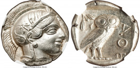 ATTICA. Athens. Ca. 440-404 BC. AR tetradrachm (25mm, 17.17 gm, 9h). NGC MS 5/5 - 4/5. Mid-mass coinage issue. Head of Athena right, wearing earring, ...