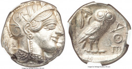 ATTICA. Athens. Ca. 440-404 BC. AR tetradrachm (25mm, 17.20 gm, 1h). NGC MS 5/5 - 4/5. Mid-mass coinage issue. Head of Athena right, wearing earring, ...
