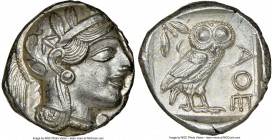 ATTICA. Athens. Ca. 440-404 BC. AR tetradrachm (24mm, 17.20 gm, 6h). NGC MS 5/5 - 4/5. Mid-mass coinage issue. Head of Athena right, wearing earring, ...