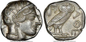 ATTICA. Athens. Ca. 440-404 BC. AR tetradrachm (24mm, 17.23 gm, 7h). NGC MS 5/5 - 4/5. Mid-mass coinage issue. Head of Athena right, wearing earring, ...