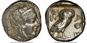 ATTICA. Athens. Ca. 440-404 BC. AR tetradrachm (23mm, 17.20 gm, 1h). NGC Choice AU 5/5 - 4/5, Full Crest. Mid-mass coinage issue. Head of Athena right...