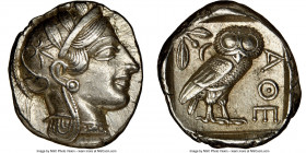ATTICA. Athens. Ca. 440-404 BC. AR tetradrachm (25mm, 17.20 gm, 7h). NGC AU 5/5 - 5/5. Mid-mass coinage issue. Head of Athena right, wearing earring, ...