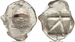 SARONIC ISLANDS. Aegina. Ca. 457-350 BC. AR stater (22mm, 12.42 gm). NGC Choice AU 5/5 - 2/5, test cut. Ca. 445/4-430 BC. Land tortoise with segmented...