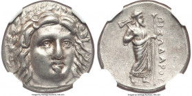 CARIAN SATRAPS. Pixodarus (ca. 341-336/5 BC). AR didrachm (19mm, 6.96 gm, 12h). NGC AU 5/5 - 4/5. Laureate bust of Apollo facing, turned slightly righ...