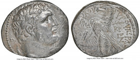 PHOENICIA. Tyre. Ca. 126/5 BC-AD 65/6. AR shekel (28mm, 14.28 gm, 1h). NGC Choice AU 4/5 - 4/5. Dated Civic Year 131 (AD 5/6). Laureate head of Melqar...