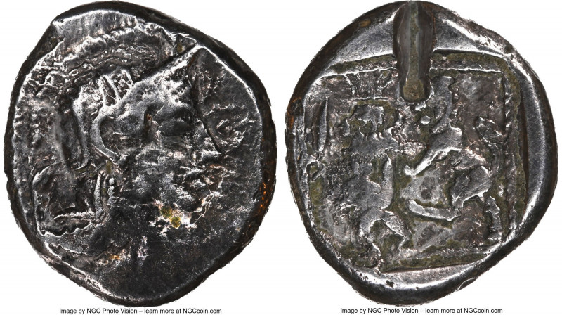 PHILISTIA. Uncertain mint. 5th-4th centuries BC. AR drachm (16mm, 3.64 gm, 6h). ...