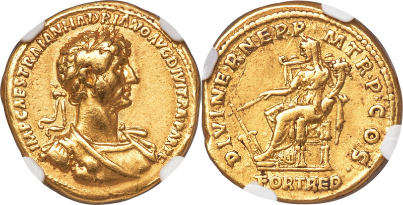 Hadrian (AD 117-138). AV aureus (19mm, 7.15 gm, 7h). NGC Choice VF 5/5 - 3/5. Ro...