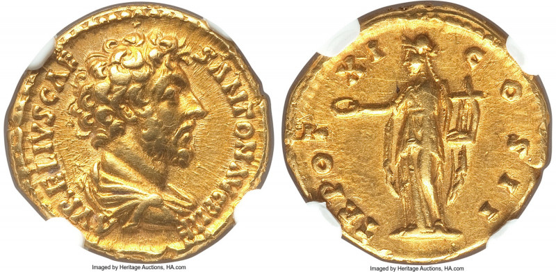 Marcus Aurelius, as Caesar (AD 161-180). AV aureus (18mm, 7.26 gm, 6h). NGC XF 5...