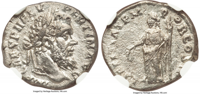 Pertinax (1 January-28 March AD 193). AR denarius (17mm, 2.85 gm, 12h). NGC MS 5...