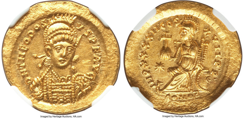 Theodosius II, Eastern Roman Empire (AD 402-450). AV solidus (21mm, 4.47 gm, 6h)...