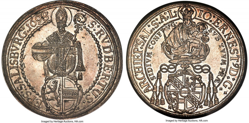 Salzburg. Johann Ernst Taler 1698/7 MS63 NGC, KM254, Dav-3510. A contested and m...