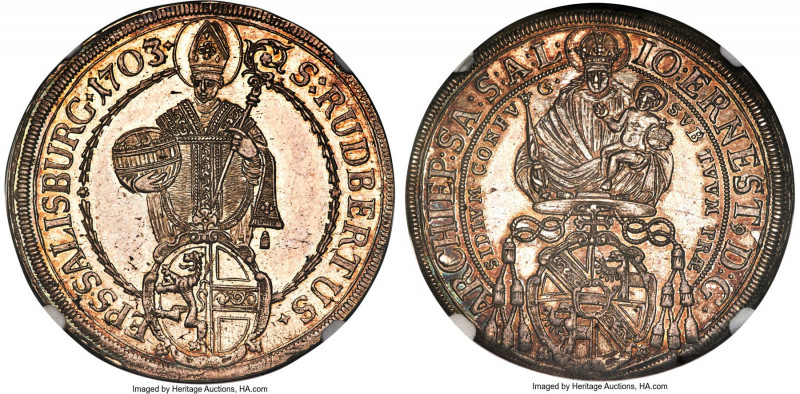 Salzburg. Johann Ernst Taler 1703/2 MS63 NGC, KM254, Dav-1234. A popular example...