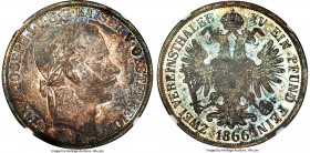 Franz Joseph I 2 Taler 1866-A MS62 NGC, Vienna mint, KM2250. Dressed in steely blue tones most notable to the reverse, and highlighted by semi-Proofli...