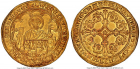 Brabant. Jeanne & Wenceslas gold Pieter d'Or ND (1355-1383) MS63 NGC, Louvain mint, Fr-11, Schneider-231, Delm-45. 4.06gm. +WЄnCЄLΛVS: T : IOhΛnΛ x | ...